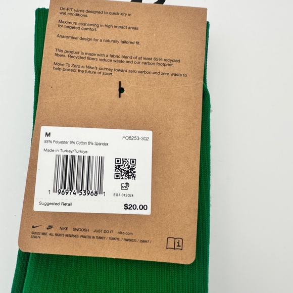 Nike Strike Dri-Fit Soccer Knee High Socks Green Unisex Mens 6-8 Women 6-10 NEW - Picture 3 of 3